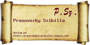 Presovszky Szibilla névjegykártya